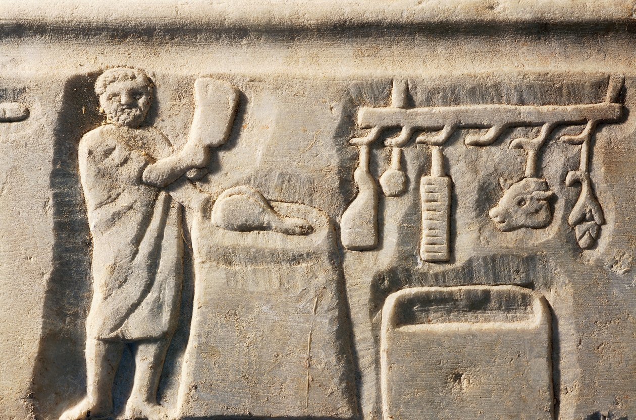 Bassorilievo romano con bottega di macellaio